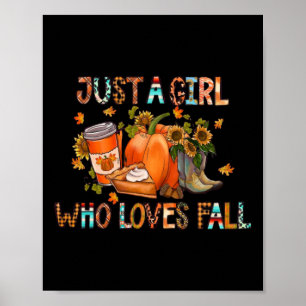 Gewoon meisje dat houdt van Herfst Waterverf herfs Poster