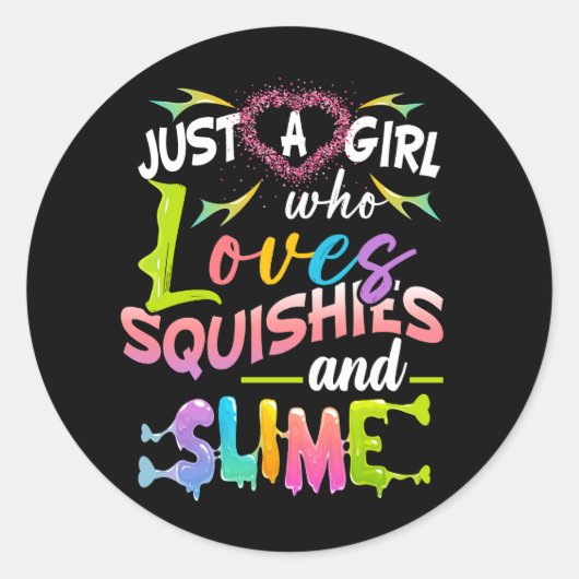 Gewoon meisje dat houdt van squishies en slijmerig ronde sticker (Voorkant)