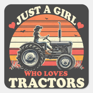 Gewoon meisje dat houdt van tractoren liefhebber  vierkante sticker