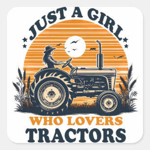 Gewoon meisje dat houdt van tractoren liefhebber  vierkante sticker