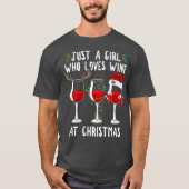Gewoon meisje dat met kerst van wijnglas houdt t-shirt (Voorkant)