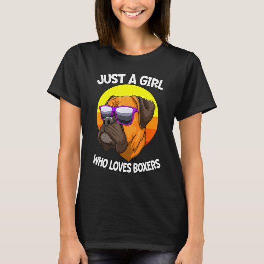 Gewoon meisje dat van Boxers houdt, Engelse hond T-shirt (Voorkant)