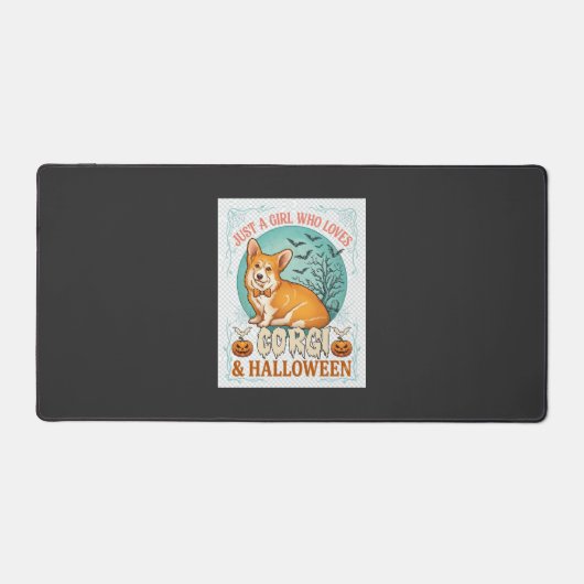 Gewoon Meisje Dat Van Corgi Halloween Pompoenen Vl Bureaumat (Voorkant)