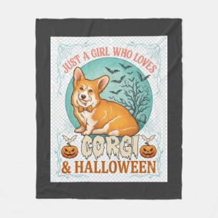 Gewoon Meisje Dat Van Corgi Halloween Pompoenen Vl Fleece Deken