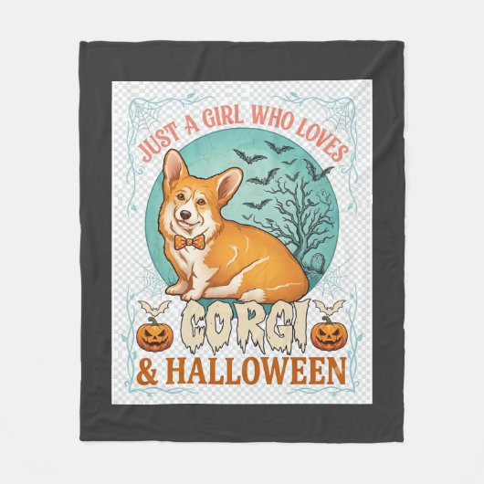 Gewoon Meisje Dat Van Corgi Halloween Pompoenen Vl Fleece Deken (Voorkant)