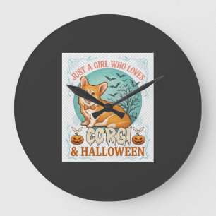 Gewoon meisje dat van Corgi Halloween pompoenen vl Grote Klok