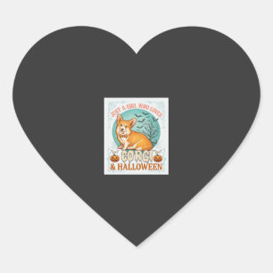 Gewoon meisje dat van Corgi Halloween pompoenen vl Hart Sticker