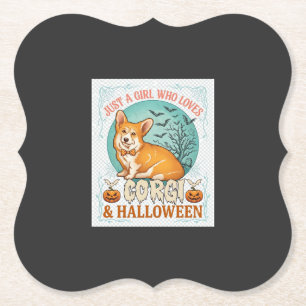 Gewoon Meisje Dat Van Corgi Halloween Pompoenen Vl Kartonnen Onderzetters