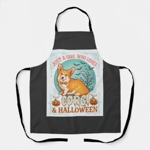 Gewoon Meisje Dat Van Corgi Halloween Pompoenen Vl Schort