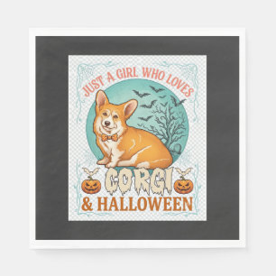 Gewoon Meisje Dat Van Corgi Halloween Pompoenen Vl Servet