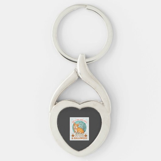 Gewoon Meisje Dat Van Corgi Halloween Pompoenen Vl Sleutelhanger (Voorkant)