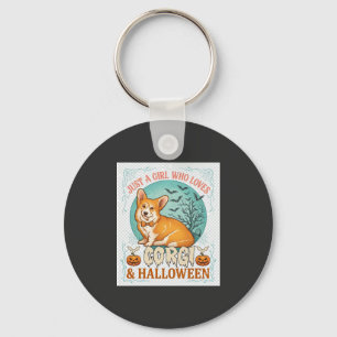 Gewoon Meisje Dat Van Corgi Halloween Pompoenen Vl Sleutelhanger