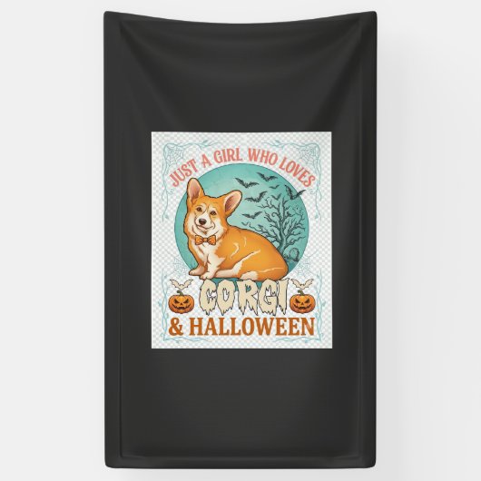 Gewoon Meisje Dat Van Corgi Halloween Pompoenen Vl Spandoek (Verticaal)