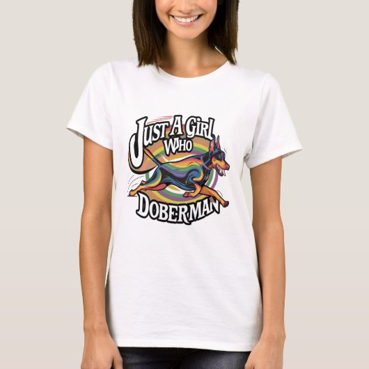 Gewoon meisje dat van Doberman houdt T-shirt (Voorkant)