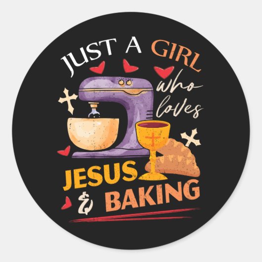 Gewoon meisje dat van Jezus houdt en Christelijke  Ronde Sticker (Voorkant)