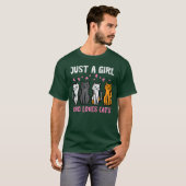 Gewoon meisje dat van katten houdt grappige vrouwe t-shirt (Voorkant volledig)