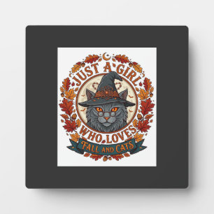 Gewoon Meisje Dat Van Katten Houdt Halloween Heks Fotoplaat