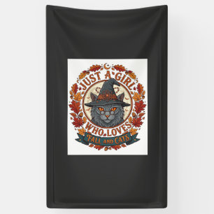 Gewoon Meisje Dat Van Katten Houdt Halloween Heks Spandoek