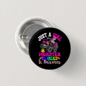 Gewoon meisje dat van Monster Trucks houdt en Unic Ronde Button 3,2 Cm (Voorkant /achterkant)