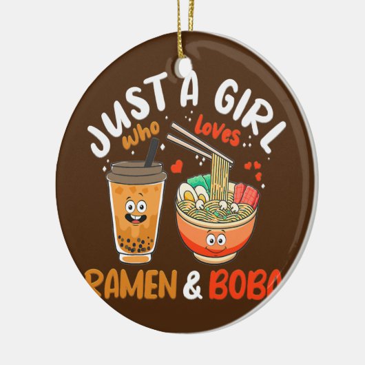 Gewoon meisje dat van Ramen houdt en Boba Kawaii Keramisch Ornament (Links)