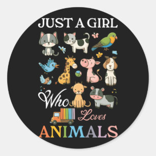 Gewoon meisje die houdt van Dieren Kat Paard Koe G Ronde Sticker