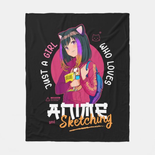 Gewoon meisje houdt van Anime Sketching Ramen Mang Fleece Deken (Voorkant)