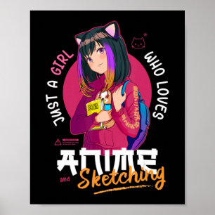 Gewoon meisje houdt van Anime Sketching Ramen Mang Poster
