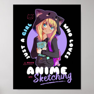 Gewoon meisje houdt van Anime Sketching Ramen Mang Poster