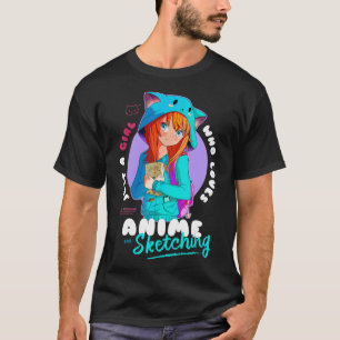 Gewoon meisje houdt van Anime Sketching Ramen Mang T-shirt