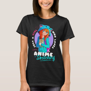 Gewoon meisje houdt van Anime Sketching Ramen Mang T-shirt