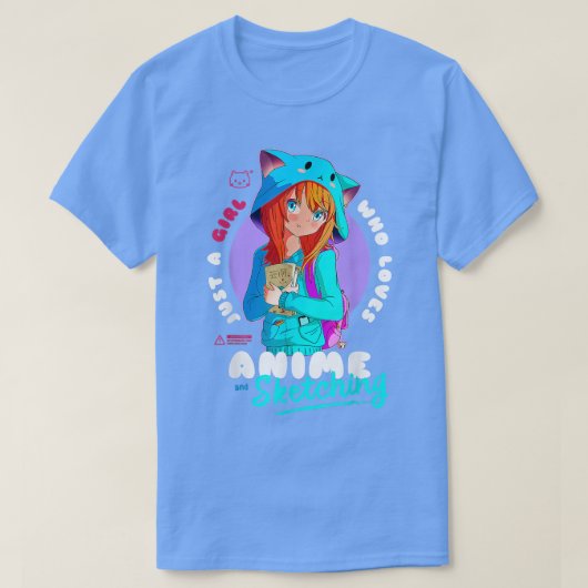 Gewoon meisje houdt van Anime Sketching Ramen Mang T-shirt (Design voorkant)