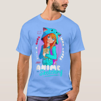 Gewoon meisje houdt van Anime Sketching Ramen Mang T-shirt