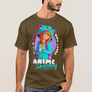 Gewoon meisje houdt van Anime Sketching Ramen Mang T-shirt