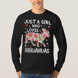 Gewoon meisje houdt van Chihuahuas Cute Flower T-shirt