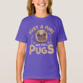 gewoon meisje houdt van pugs word art t-shirt (Voorkant)