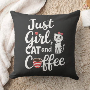 Gewoon Meisje Kat En Koffie Kussen