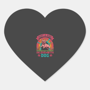 Gewoon meisje verliefd hond Franse Bulldog Regenbo Hart Sticker