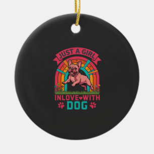 Gewoon meisje verliefd hond Franse Bulldog Regenbo Keramisch Ornament