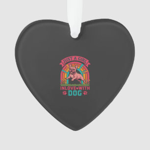Gewoon meisje verliefd hond Franse Bulldog Regenbo Ornament