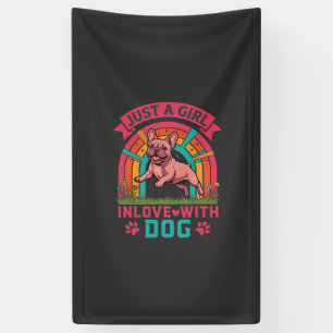 Gewoon Meisje Verliefd Hond Franse Bulldog Regenbo Spandoek
