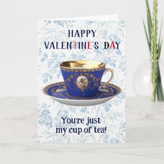 Gewoon mijn kopje thee  theekopje Retro Valentijn Feestdagen Kaart (Voorkant)