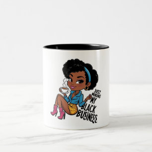 Gewoon mijn zwarte zaken regelen tweekleurige koffiemok