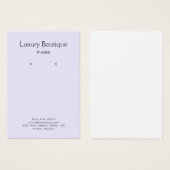 Gewoon minimaal bleek lila juwelenoorscherm visitekaartje (Voorkant /achterkant)