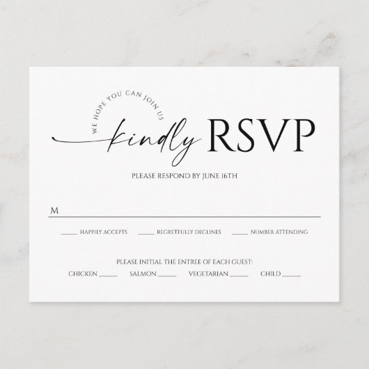 Gewoon minimaal bruiloft RSVP Briefkaart (Voorkant)