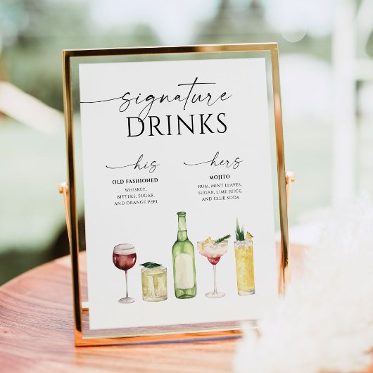 Gewoon Minimal Wedding Signature Drinken Sign Poster