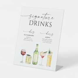 Gewoon Minimal Wedding Signature Drinken Sign Reclamebord Met Voetstuk