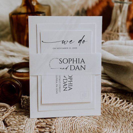 Gewoon minimale bruiloft uitnodigingen wikkel