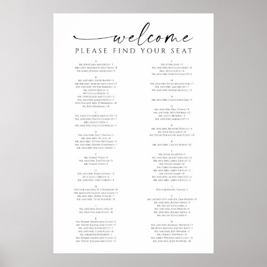 Gewoon minimale bruiloft zitkaart Poster (Voorkant)