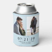 Gewoon minimale lichtblauwe 2 foto Bewaar de datum Blikjeskoeler (Blikje Achterkant)