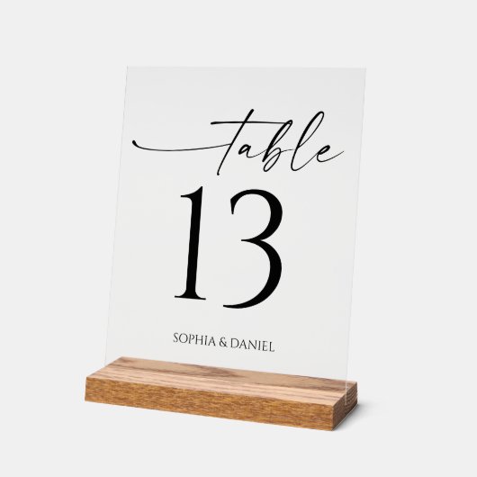 Gewoon minimale tabelnummers acryl bord (Hoek)